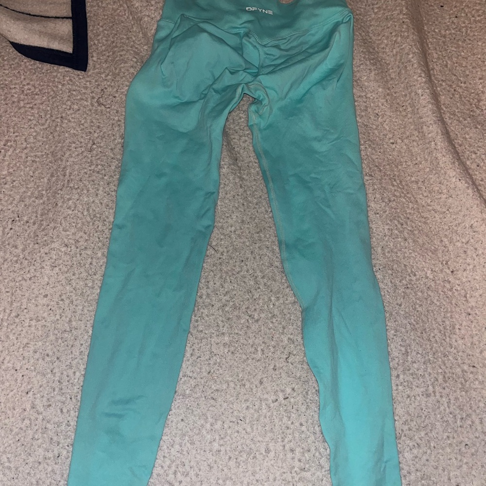 Aqua Blue Leggings with Motivational Quote